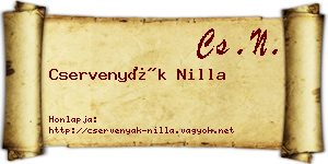 Cservenyák Nilla névjegykártya